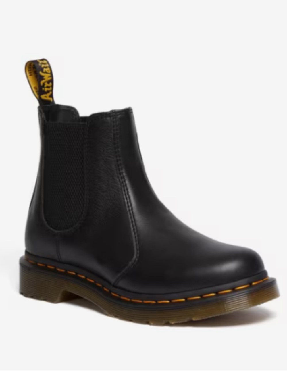 Dr. Martens Kids Black Chelsea Boot with Yellow Stitching
